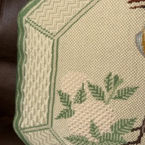 Vintage needlepoint pillow with exotic bird Handmade Approximately 17” x 17” - Picture 5 of 10